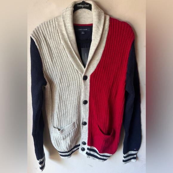 TOMMY HILFIGER‎ Sweater Men's Knit Shawl Cardigan size Small - Picture 1 of 6